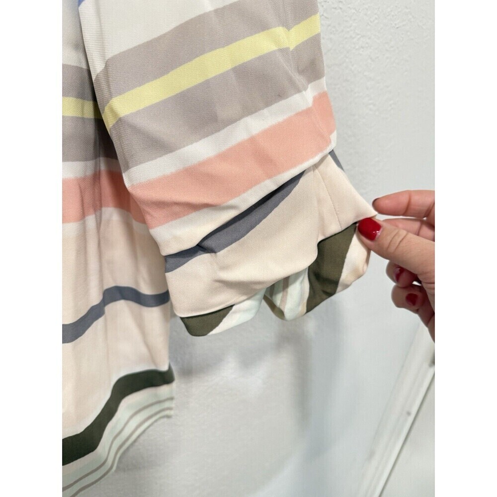 LAFAYETTE 148 NEW YORK Elisio Mesa Stripe Ruched-Sleeve Blouse Size Medium - Picture 4 of 6
